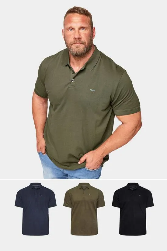 3 Pack Plain Polo Shirts