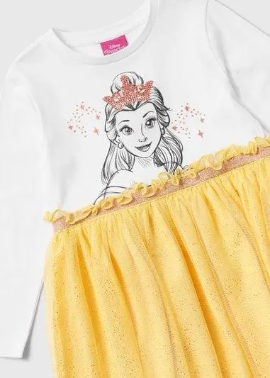 Kids Yellow Disney Princess Belle Mesh Dress (3-9yrs) - Age 7 Years