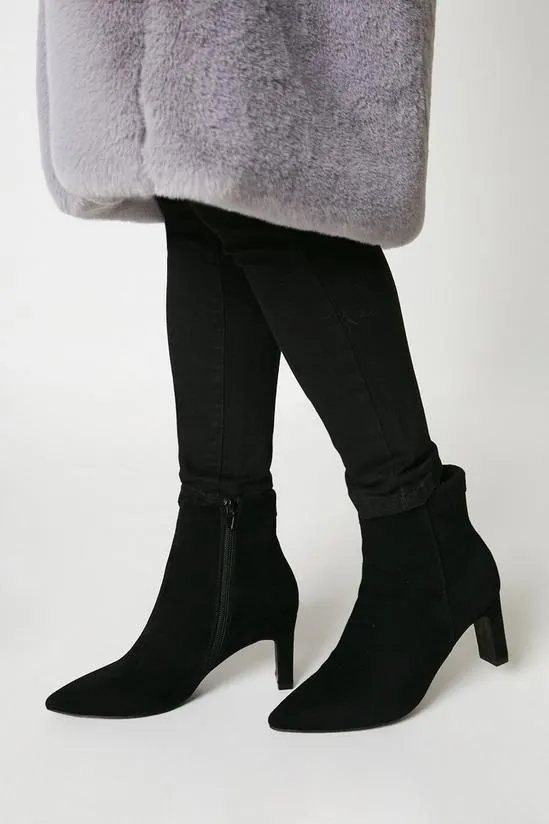 Leather Andorra Medium Heel Pointed Ankle Boot