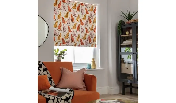 Habitat Cheetah Blackout Roller Blind - Orange - 3ft