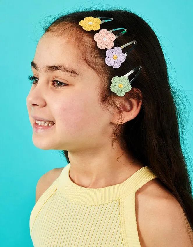 4-Pack Girls Flower Hair Clips