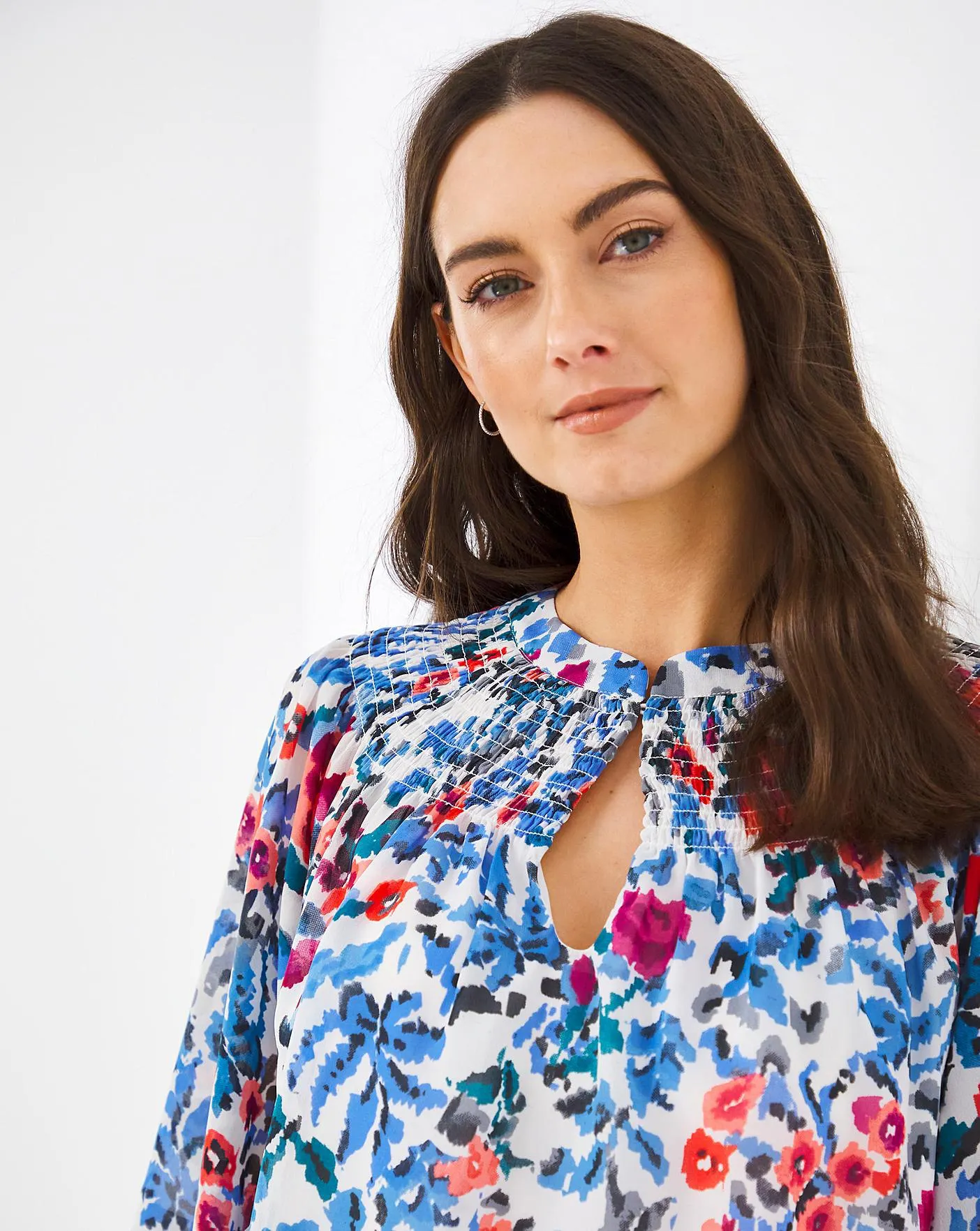 Julipa Ruched Neck Chiffon Blouse