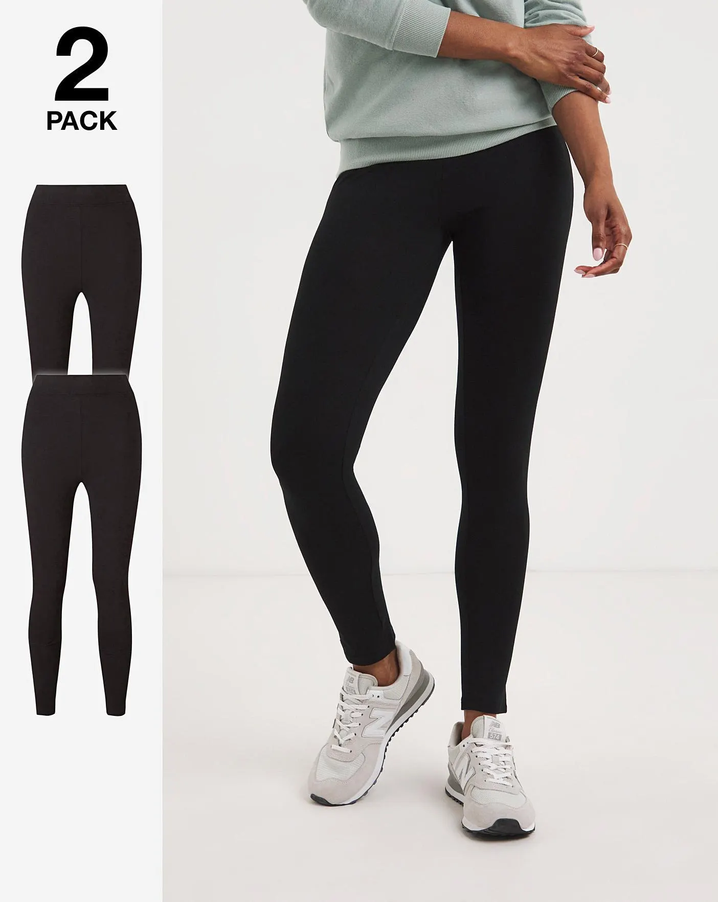 Basic 2 Pack Jersey High Waist Leggings