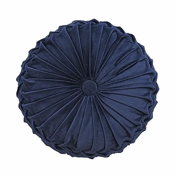 Luxury Range Round Velvet Cushion (Size 35x35x10 Cm) - Navy