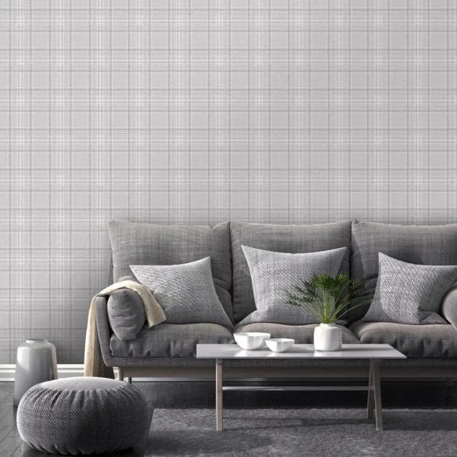 Classic Check Wallpaper in Grey