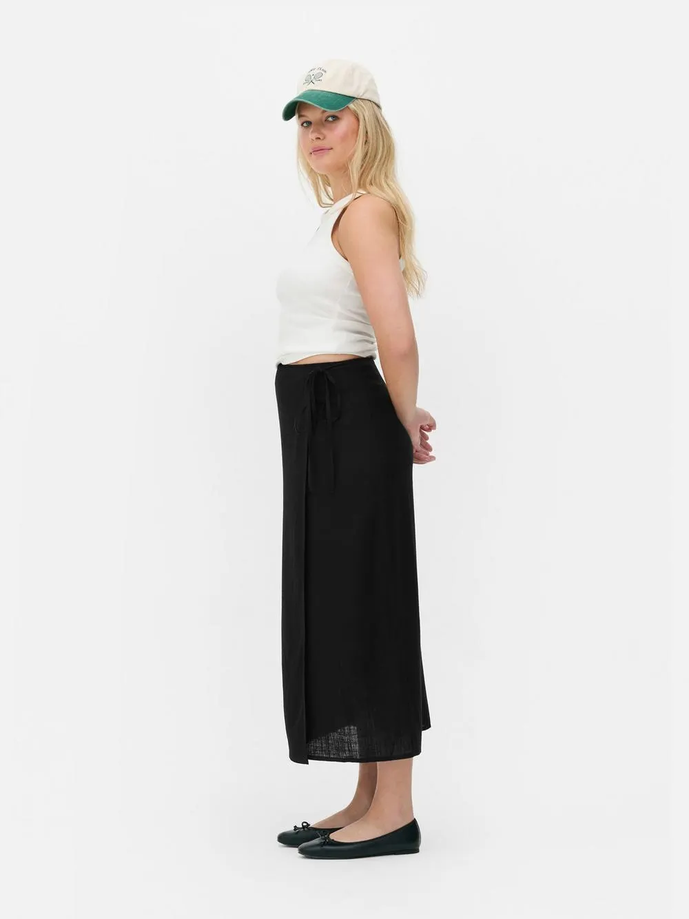 Tie Side Midi Skirt