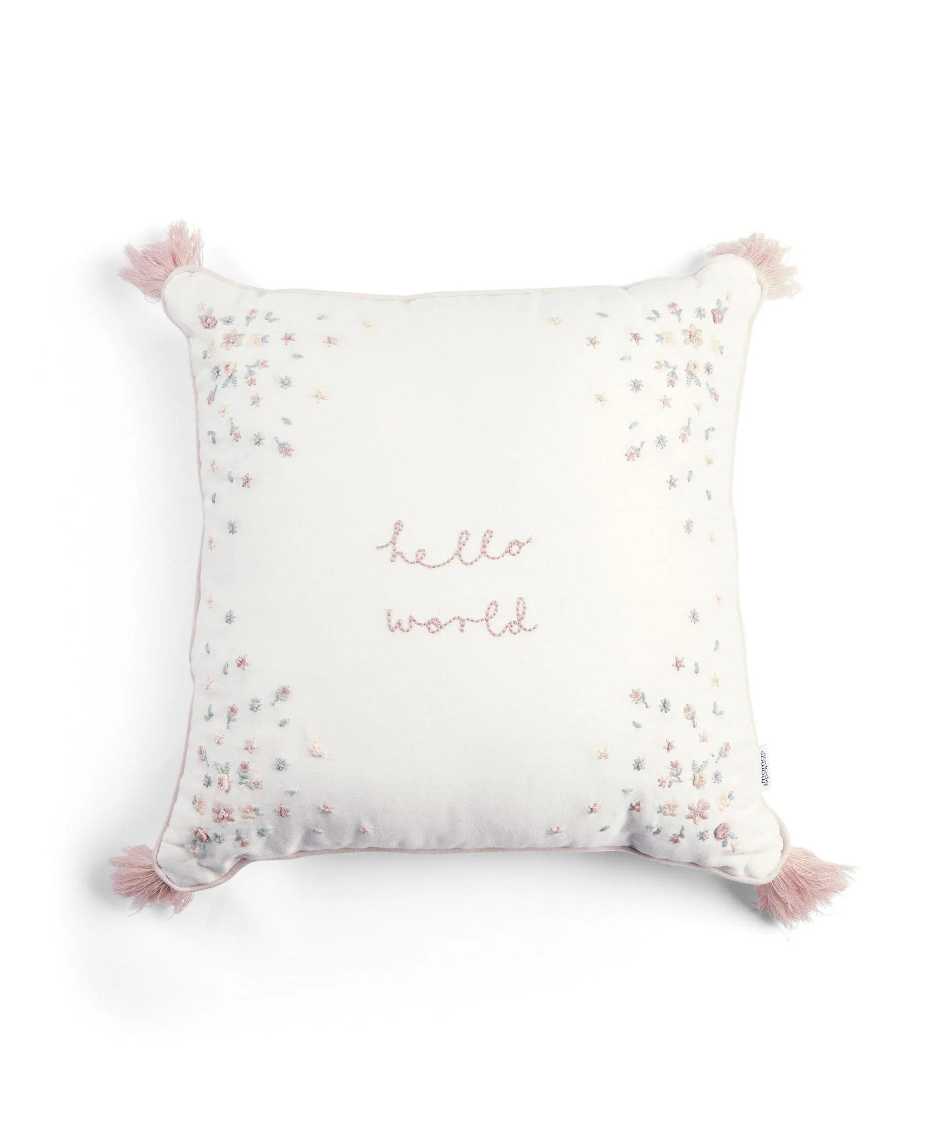 Welcome to the World 'Hello World' Cushion - Pink & White