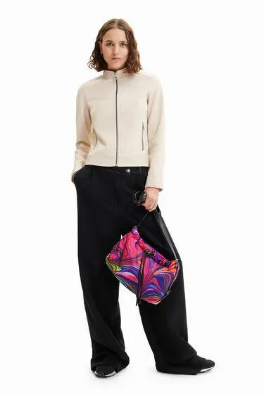 Suede-effect biker jacket