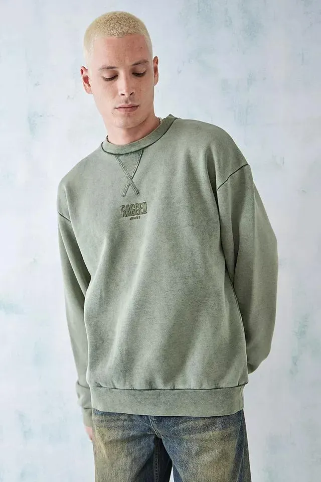 The Ragged Priest - Sweatshirt ras du cou vert délavé, exclusivité UO