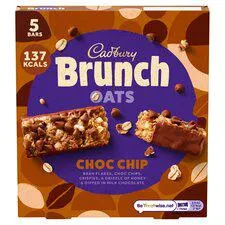 Cadbury Brunch Oats Chocolate Chip Cereal Bar 5 Pack 160g