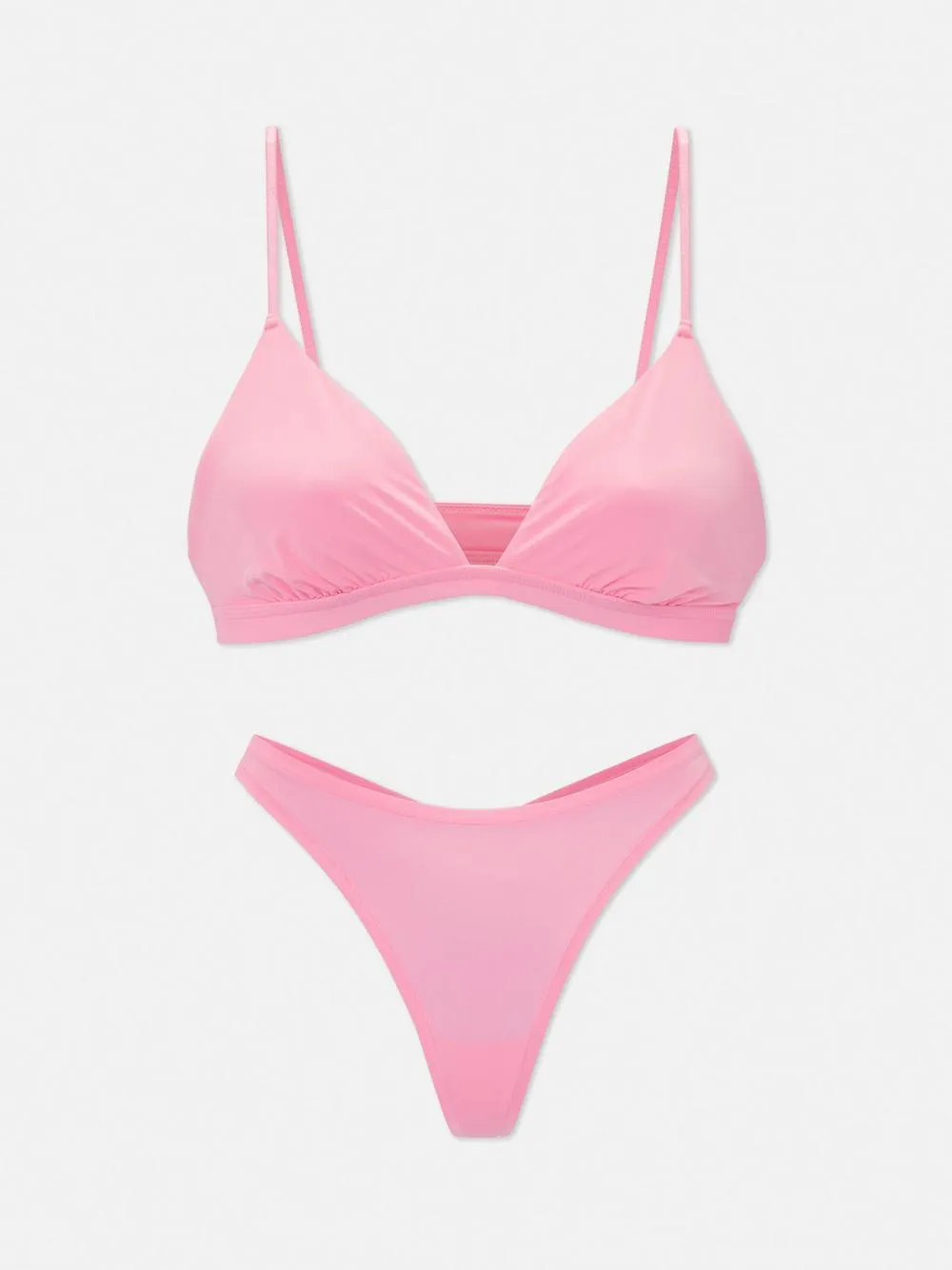 Non-Padded Triangle Bra and Thong Underwear Set