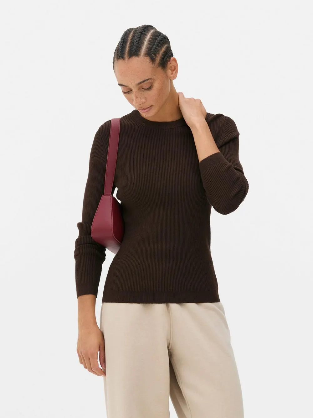 Ribbed Crew Neck Jumper