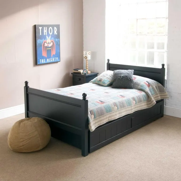 Wood Children's Small Double Bed Frame With Trundle