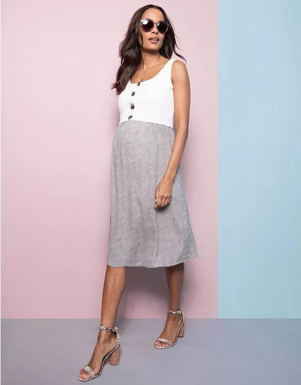 White Double Layer Maternity & Nursing Dress