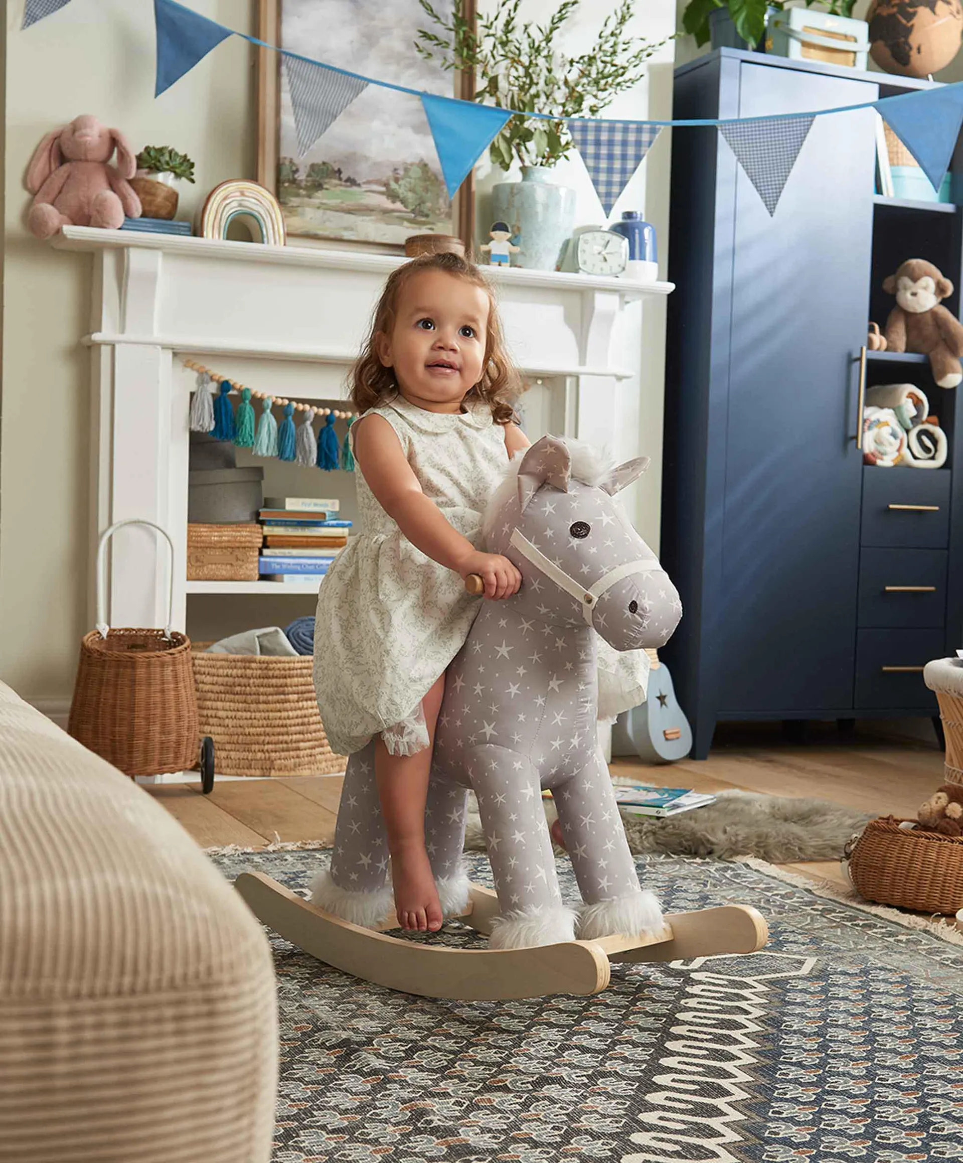 Rocking Horse - Star - Grey/White