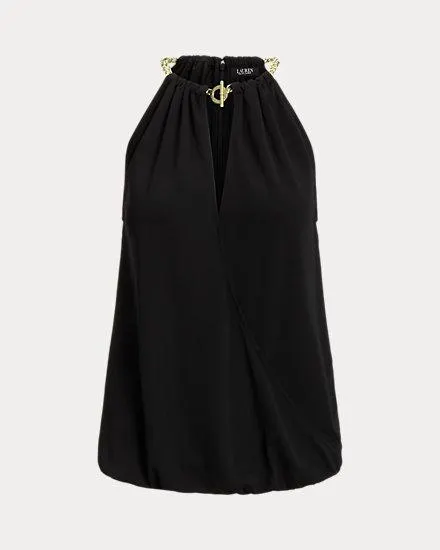 Chain-Trim Stretch Jersey Halter Top