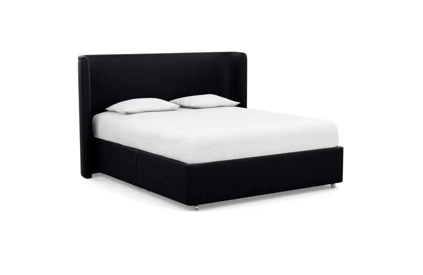 Heal's Deep Divan Super King 2 Footend & 2 Continental Velvet Black