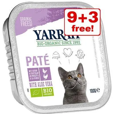 12 x 100g Yarrah Organic Wet Cat Food Trays - 9 + 3 Free!*