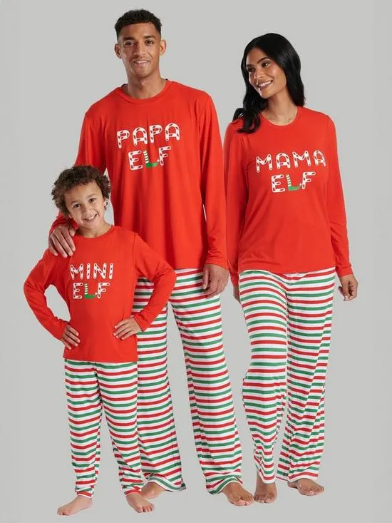 Family 'mama Elf' Long Sleeve And Trouser Pyjama Set - Red