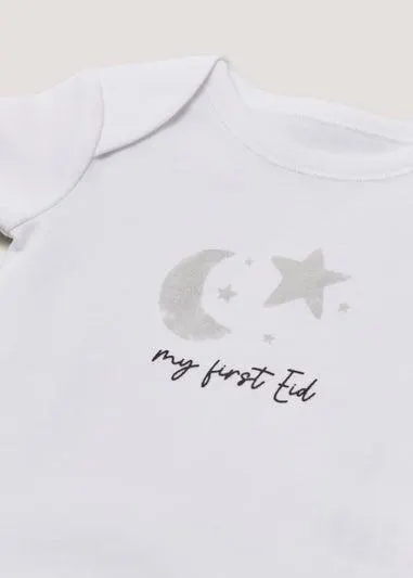 Baby White My First Eid Bodysuit (Newborn-3mths) - Newborn