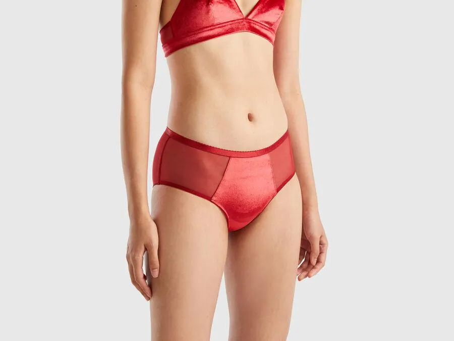 High-rise velour briefs