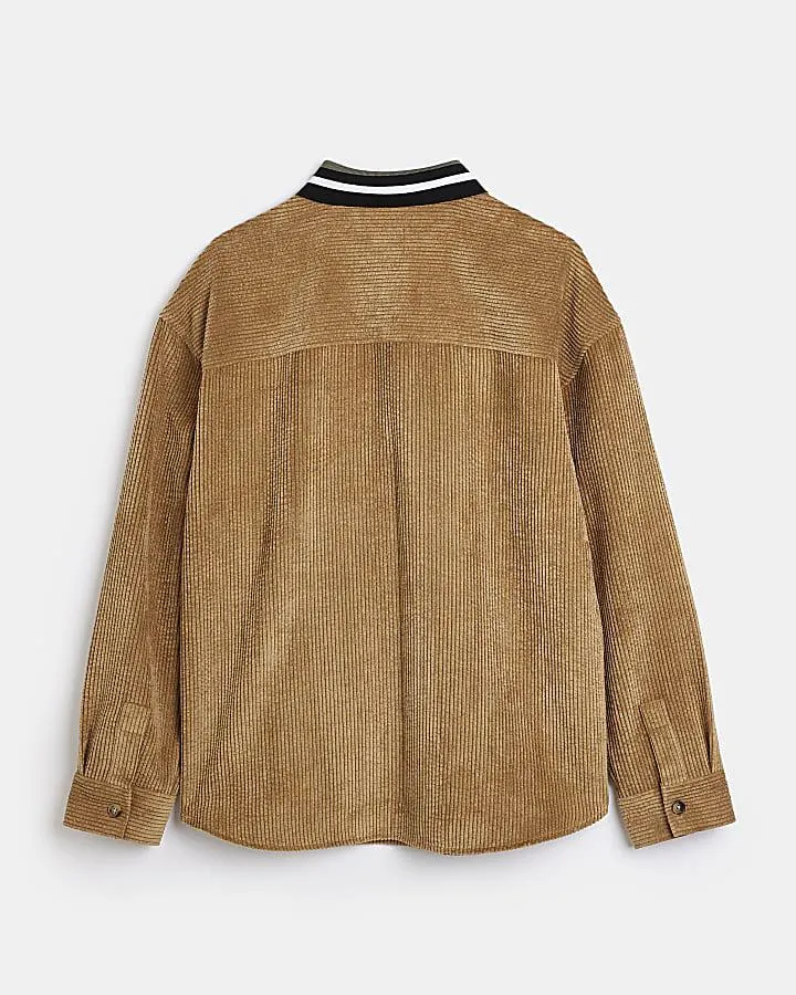 Boys beige cord long sleeve shirt