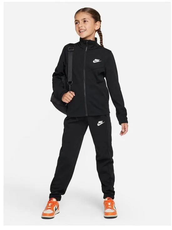 Older Unisex Poly Full Zip Tracksuit - Black