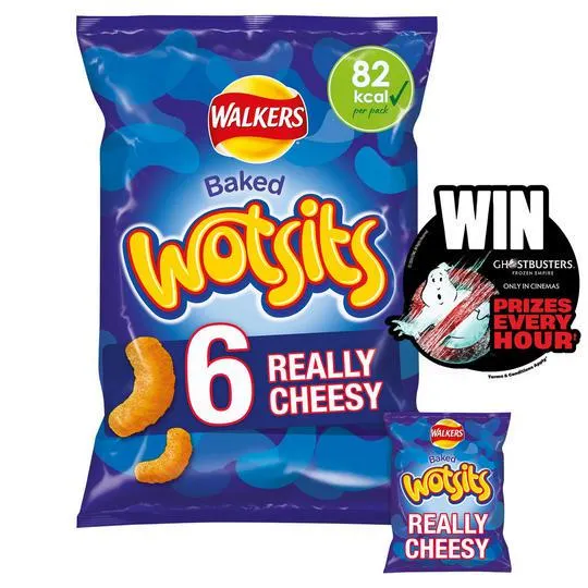 Walkers Wotsits Really Cheesy Multipack Snacks Crisps 6x16.5g