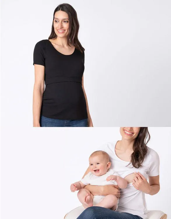 Maternity & Nursing T-shirts – Black & White Twin Pack