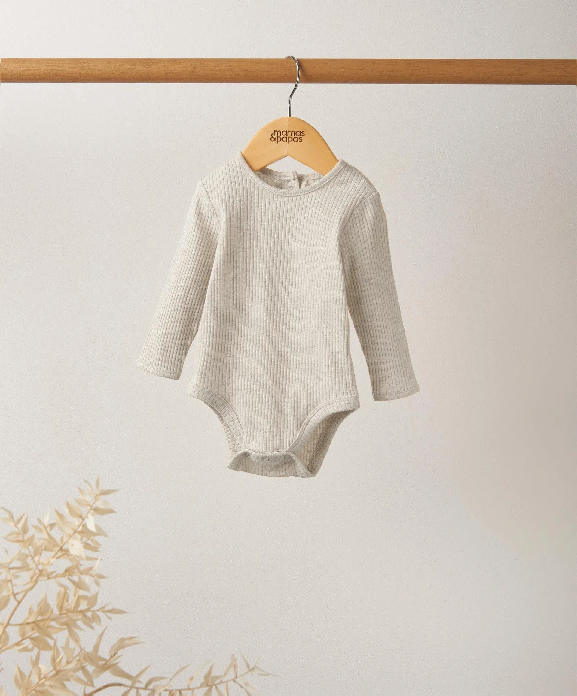 Organic Cotton Ribbed Bodysuit - Oatmeal