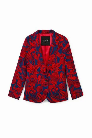 Burgundy floral blazer