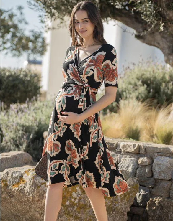 Boho Mock Wrap Maternity & Nursing Dress
