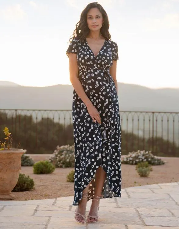 Maxi-Length Wrap Maternity Dress