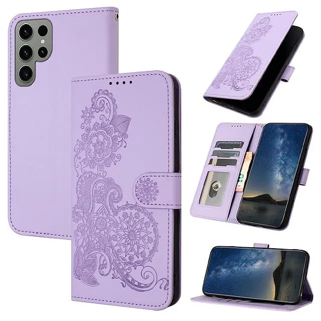 Phone Case For Samsung Galaxy S23 S22 S21 S20 Ultra Plus FE A54 A34 A14 A72 A52 A42 A32 A22 A12 A02 A53 A33 A23 A13 Back Cover Wallet Case with Stand Holder Magnetic with Wrist Strap Graphic Retro