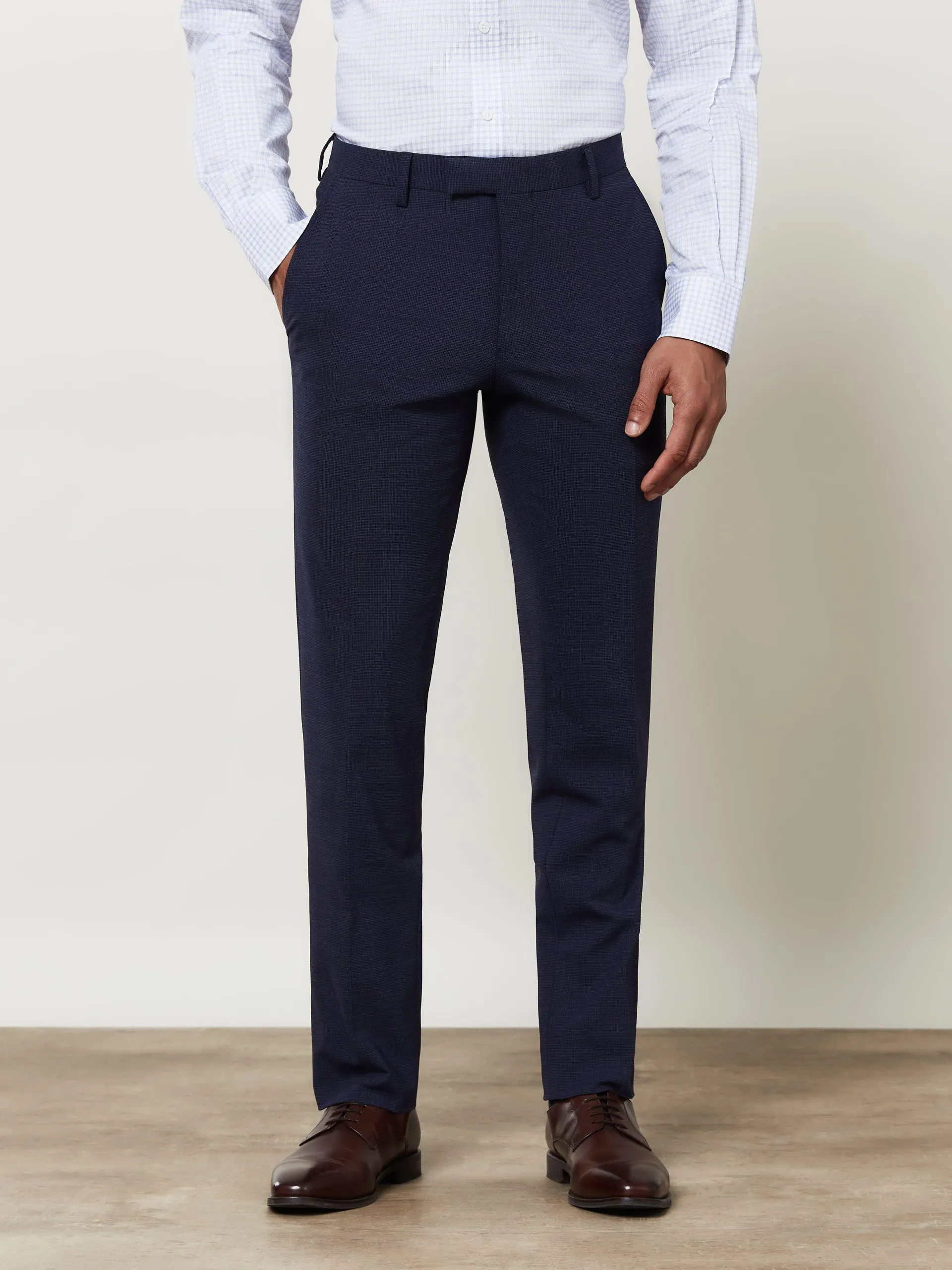 Farrell Infinity Active Slim Fit Dark Denim Micro Puppytooth Trouser