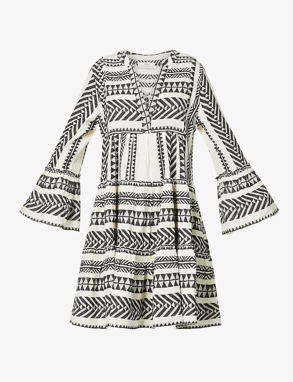 Ella flared-sleeve cotton mini dress