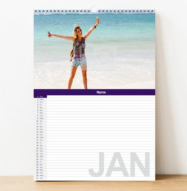 Personalised Family Calendar for One
