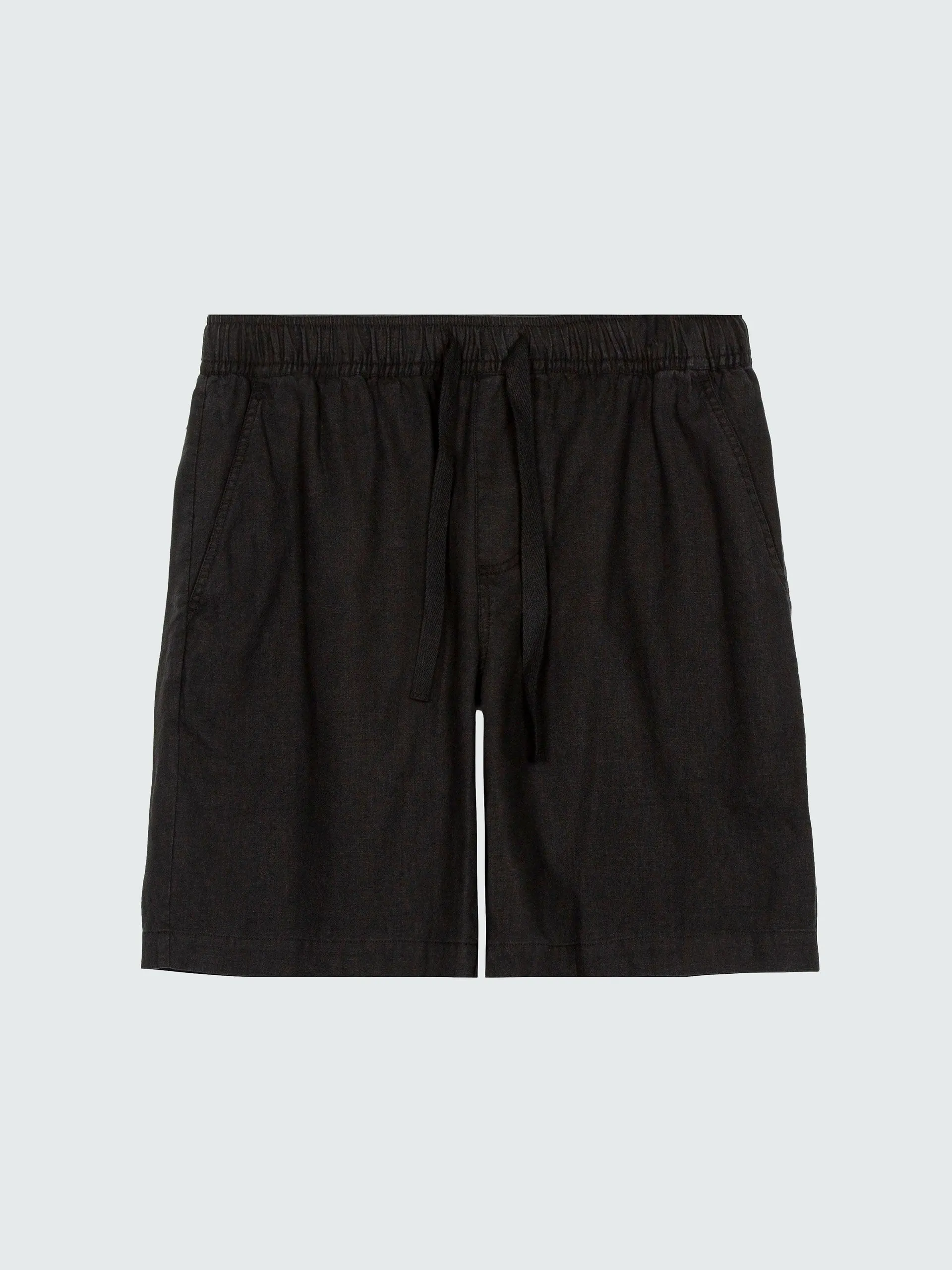 Lightweight hemp drawcord shorts in black