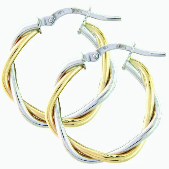 9ct Two-Colour Twist Hoop Earrings ER752