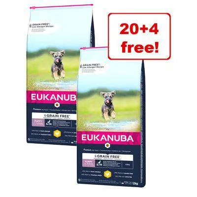 2 x 12 kg Eukanuba Grain Free Dry Dog Food - 20 + 4kg Free!*