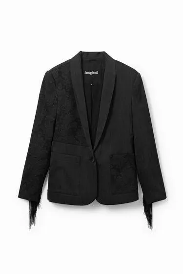 Fringed jacquard blazer