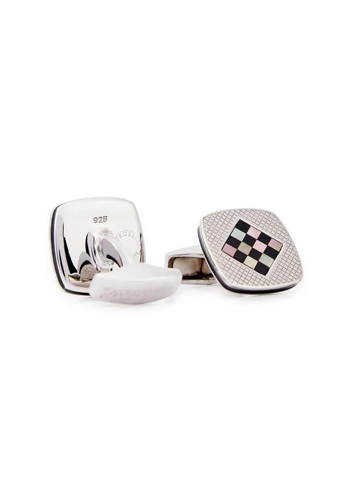 Checker sterling silver cufflinks