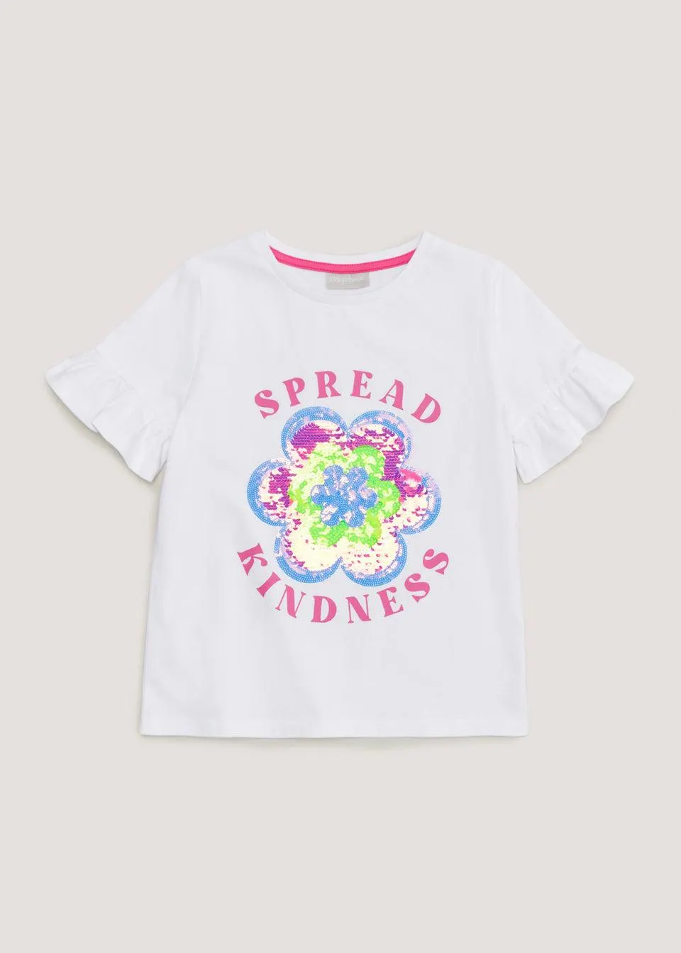 Girls White Sequin Slogan T-Shirt (3-14yrs)