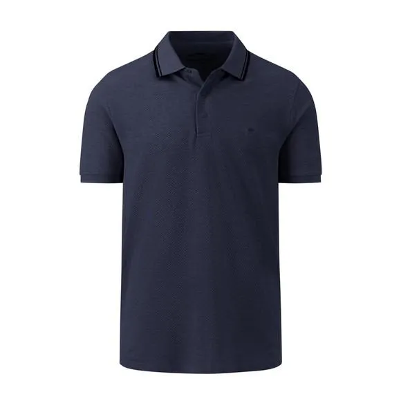 Mens Blue Popcorn Structure Polo Shirt