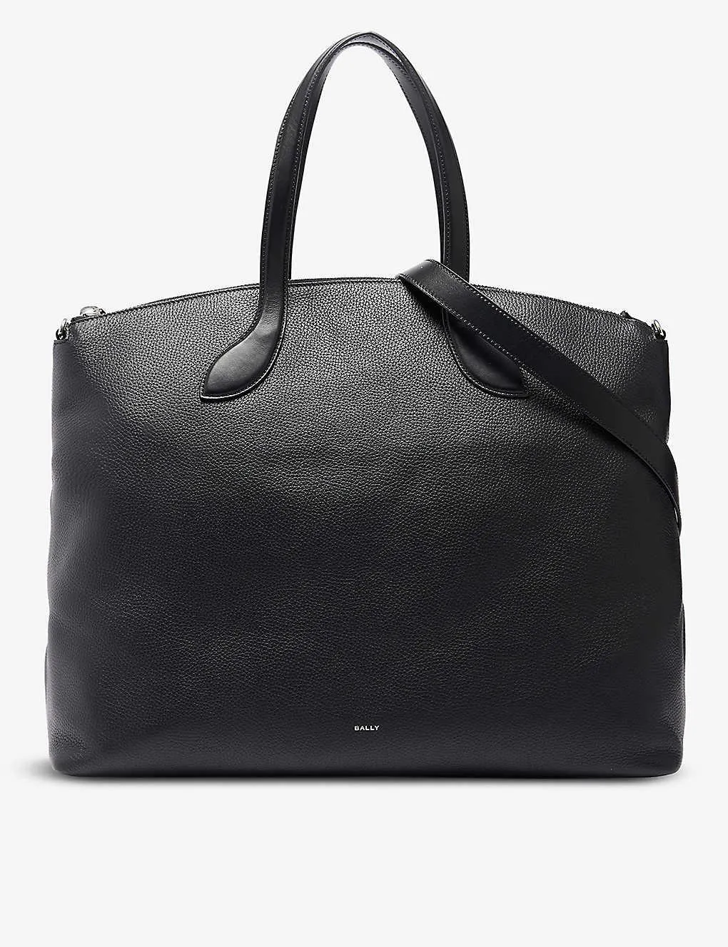 Logo-embossed grained-leather tote bag