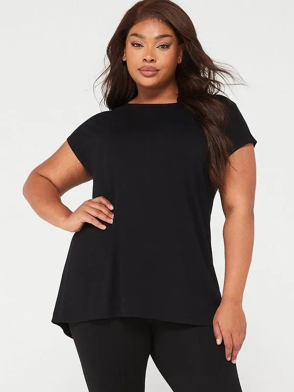 Short Sleeve Batwing Viscose T-Shirt - Black