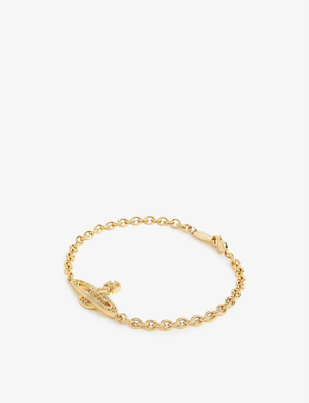 VIVIENNE WESTWOOD Mini Bas Relief brass and crystal bracelet