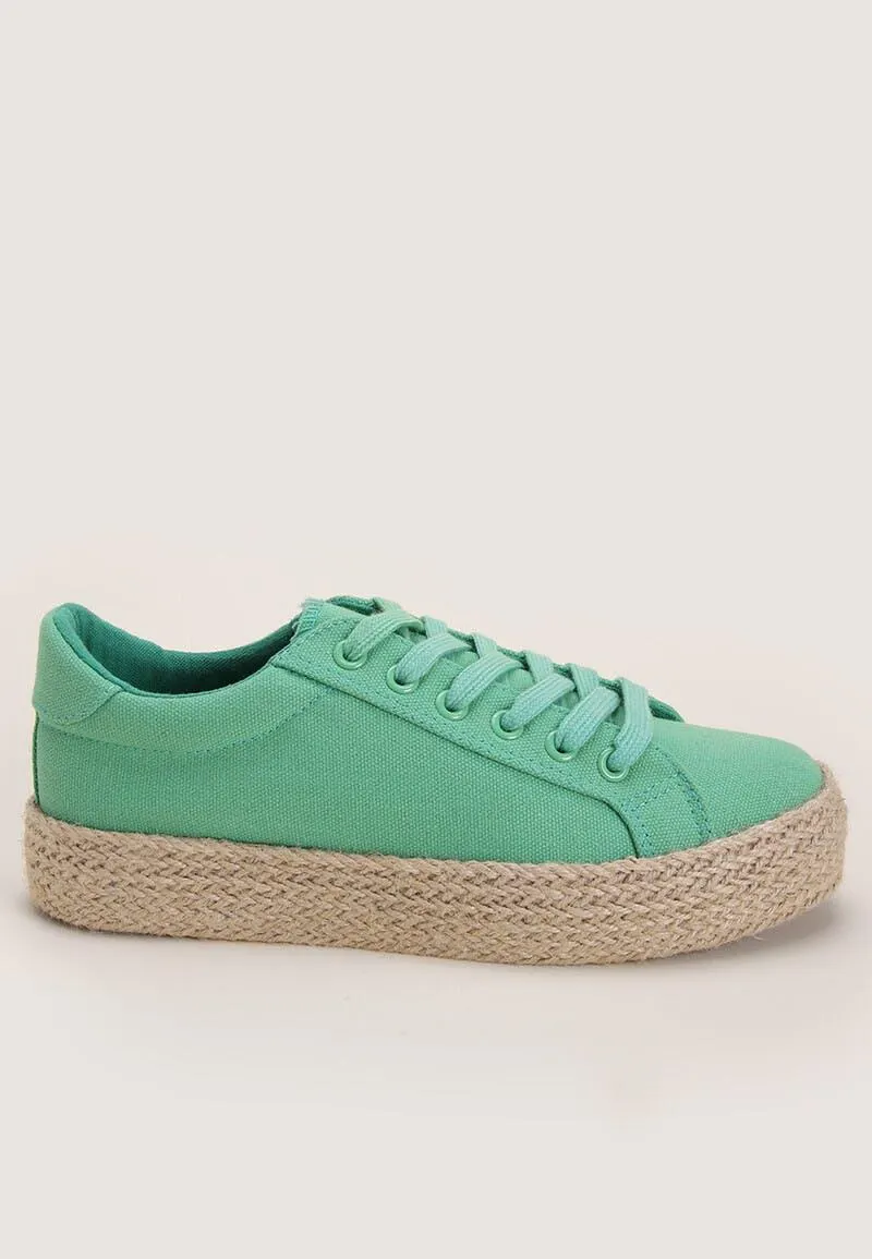 Womens Light Green Espadrille Platform Shoe
