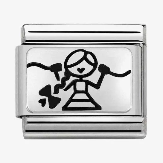 CLASSIC Silvershine Girl with Braid (Centre) Charm