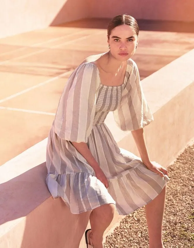 Lila Stripe Dress Natural